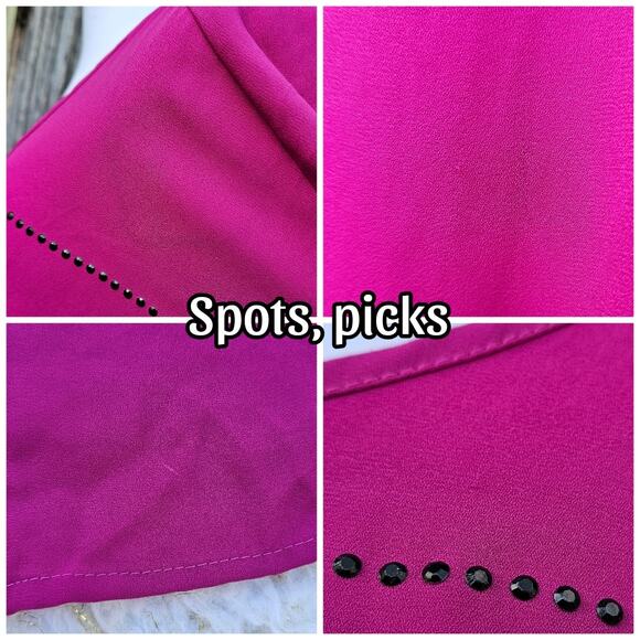 Pink Sequin Blouse Lane Bryant Plus Size 22/24 Dolman Sleeve Hi Low Georgette - Picture 5 of 8